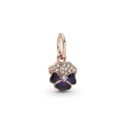 Pandora Moments Deep Purple Pansy Flower Dangle Charm