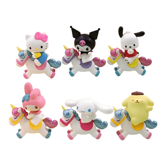 Set 6 Figuras Hello Kitty Kuromi Colección Malubero Colores