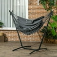 thumbnail image 3 of Spaco U Shape Stand Hammock Chair, Headrest Include Hammock Swing for Patio, Beach, Dark Gray, 3 of 11