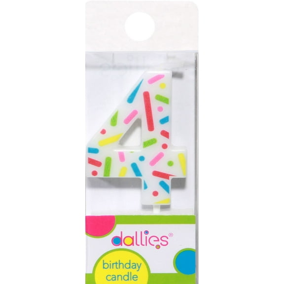 Dallies Colorful Number 4 Birthday Cake Candle Dessert Sprinkles & Decorations