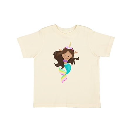 

Inktastic Unicorn Mermaid Latina Mermaid Brown Hair Shell Gift Toddler Toddler Girl T-Shirt