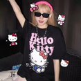 thumbnail image 1 of Sanrio Hello Kitty-Camiseta 100% de algodón con dibujos animados de Anime Y2K, Top de cuello redondo para chica picante, ropa holgada y versátil a la moda, 1 of 4