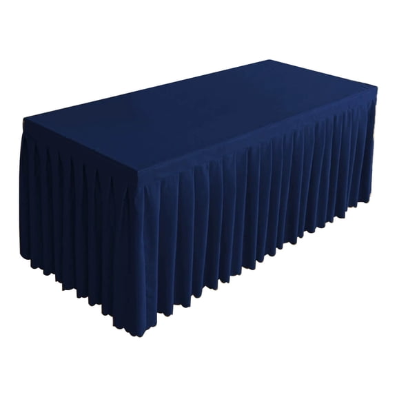 Cinvoph Solid Color Tablecloth - Dust Resistant Wrinkle Resistant Decorative Table Cover for Office Banquet Hall, Durable Business Table Skirt 16"x47"x29" B#Navy