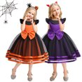 thumbnail image 2 of YUEHUA Girls Halloween Fancy Outfit, Glitter Tulle Princess Skirt with Lace , Charming Bell Sleeve Holiday Carnival Dress for 3-5T, 2 of 9