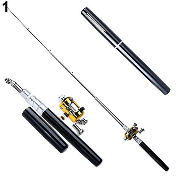 Carrete telescópico combinado azul para caña de pescar, Mini bolsillo, para peces
