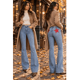 thumbnail image 5 of EMMIOL Women's Y2K High Waist Flare Jeans,Vintage American Red Star Print Distressed Stretch Bootcut Denim Pants,Retro 90s Bell Bottoms Suitable for Independence Day, 5 of 8