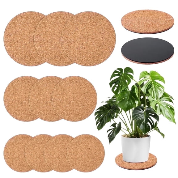 Cork Plant Coasters Mats Cork Coasters for Plants Coasters for House Plants Indoor Cork Mats for Plant 4/6/8 Inch 3 Sizes 10 Pcs