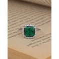 thumbnail image 2 of Diamond-Capitals 2.25 Carat Cushion Cut Emerald Gemstone with Natural Diamond Lovely Wedding Ring for Fiancee 14K White Gold Size 8, 2 of 7