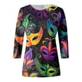 thumbnail image 3 of Ladies' Carnival Printed Round Neck Top Casual Loose 3/4 Sleeves Quarter Sleeves T Shirt Top Pack of Turtle Neck Top for Women Woman Tees Shirt Juniors Long Sleeve Running Shirts Long Fitted Shirts, 3 of 4