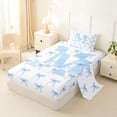 thumbnail image 2 of Erosebridal Bow Letter M Twin Sheet Sets for Girls Kids, Blue Watercolor Bedding, 3-Piece, 2 of 6