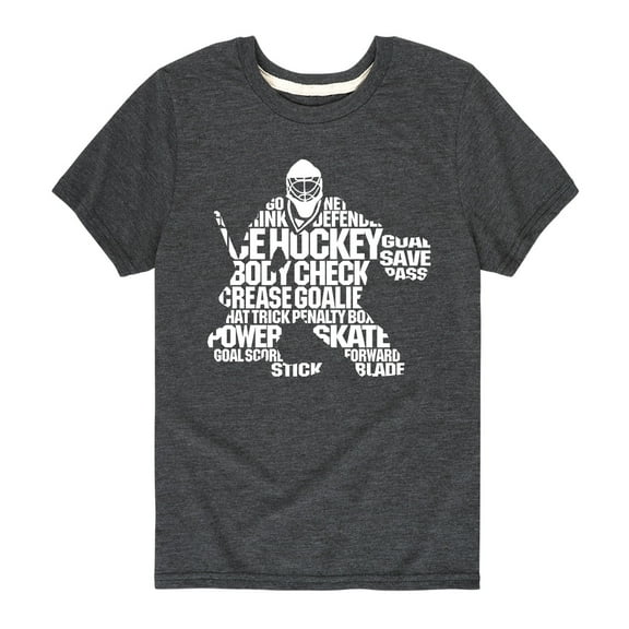 Instant Message - Hockey Words Silhouette - Youth Short Sleeve Graphic T-shirt