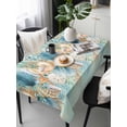 thumbnail image 2 of Beach Coastal Teal Rectangle Tablecloth, Nautical Shell Starfish Coral Summer Waterproof & StainResistant Tablecloth, Washable Oil-proof Table Cover for Dining/Party/Wedding/Camping/Buffet 54x108 In, 2 of 9
