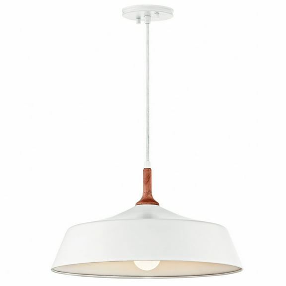 Kichler Danika Mid-Century Modern 1 Light White Pendant Light with Metal Shade