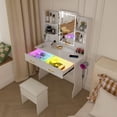 thumbnail image 4 of Vanity Desk with LED Lights Mirror & Power Outlet,Vanity Table Set with Storage Drawers & Chair, 3 Lighting Modes & Led RGB Adjustable Brightness, Dressing Table for Women Girls Bedroom, White RR, 4 of 4