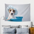 thumbnail image 5 of Easygdp Terrier Takes A Bath With Shower Cap Tapestry Wall Hanging, Wall Tapestries for Bedroom Aesthetic Living Room Office Decor 60x40in, 5 of 8