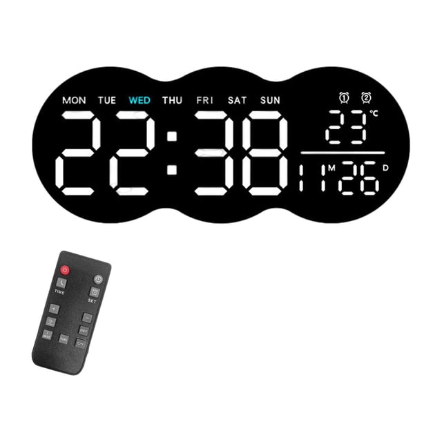 Reloj de pared digital con calendario y despertador, alimentado por USB, pantalla LED moderna, versátil, con luz nocturna para gimnasio, sala de estar
