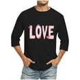 thumbnail image 2 of Jinhomg Love Graphic Tees for Men 2025 Trendy Valentine's Day T-Shirts Big and Tall Comfy 3/4 Sleeve Crew Neck Holiday Tops Couple Gifts Black L, 2 of 5