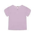 thumbnail image 3 of Lmnyox Summer Cotton Linen Shirts for Girls Short Petal Sleeve Crew Neck Casual T Shirt Solid Color Basic Tee, 3 of 5