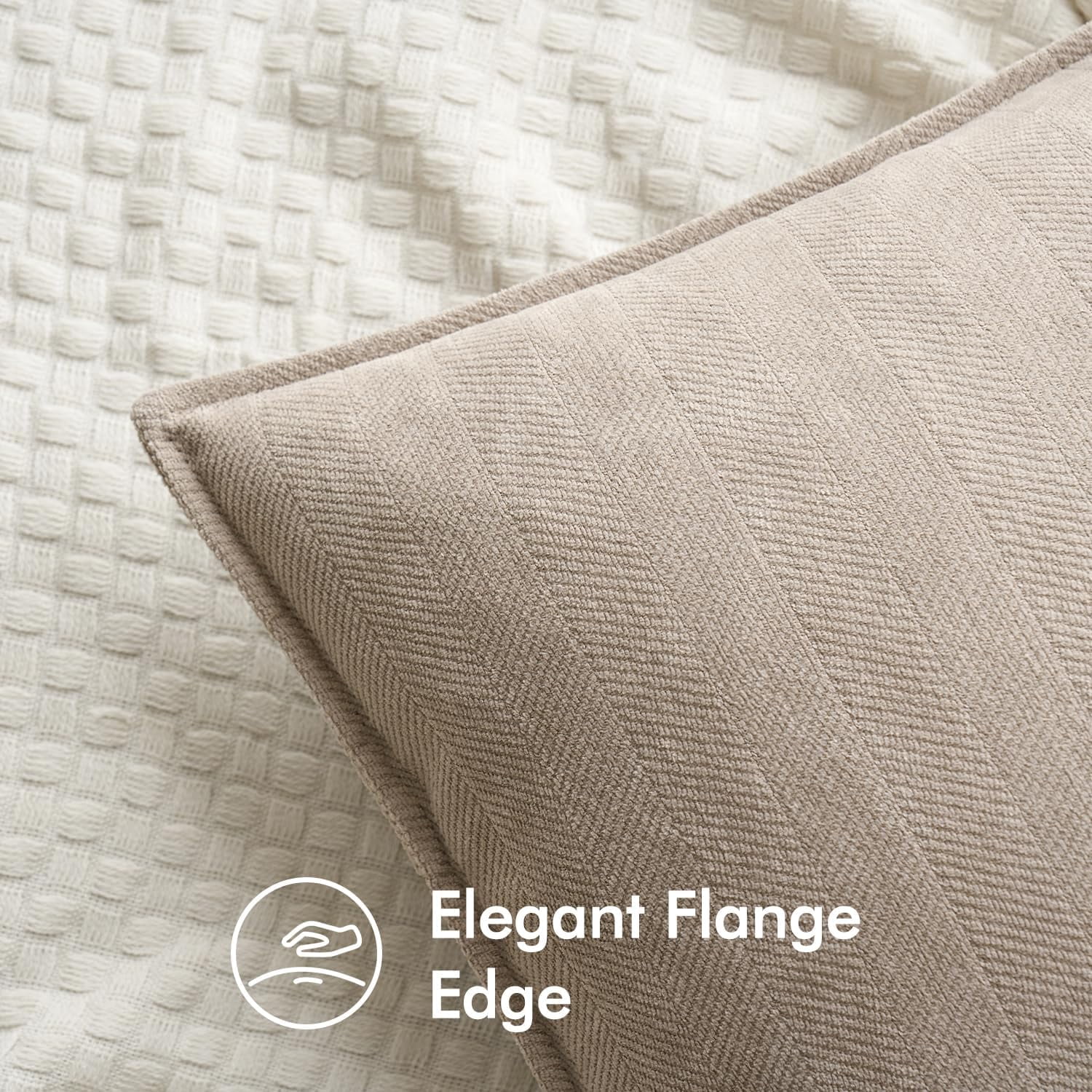 Pack of 2 Beige 12x20 Inch Decorative Pillow Covers Soft Chenille Couch Throw Pillows Farmhouse Cushion Covers for Sofa Bedroom Living Room