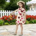 thumbnail image 5 of Love Pattern Girls' Casual Dresses Short Sleeve Cotton Dress for School Daily Wear 4T, 5 of 8