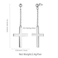 thumbnail image 6 of Long Drop Cross Earrings 925 Sterling Silver Hanging Dangle Earrings Women Men Christian Jewelry Easter Gifts, 6 of 10