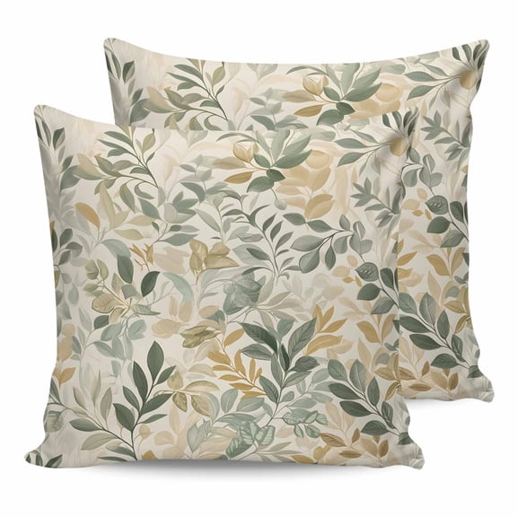 26x26 Pillow Covers Set of 2, Sage Green Yellow Botanical Throw Pillow Covers Decorative Couch Cushion Case, Spring Summer Vintage Microfiber Square Pillowcases for Bedroom Car Living Room