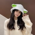 thumbnail image 6 of Naierhg Beanie Bucket Hat Flat Top Adjustable Windproof with Ears Cute Sheep Plush Fisherman Cap Daily WearWhite, 6 of 7