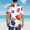 thumbnail image 6 of Juicy Berry Raspberry Hawaiian Shirts For Men, Summer Short-Sleeve Relaxed-Fit Button-Down Shirts Medium, 6 of 9