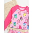 thumbnail image 3 of Toddler Girls Rash Guard Sets with Bikini Bottoms Swimwear（4-7Y）, 3 of 6