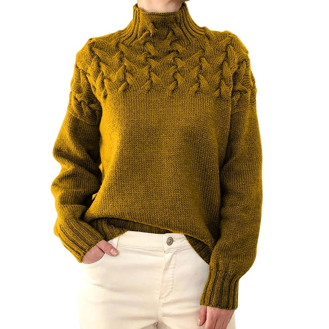 Chandail Col Roulé pour Femmes, Chandail Col Roulé à Manches Longues, Tricot Ample, Chandail Col Roulé pour Femmes P