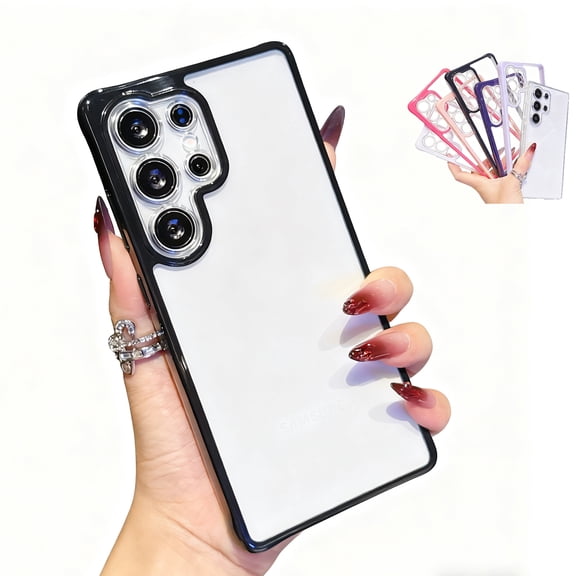 Allytechgroup for Samsung Galaxy S25 Ultra Case, Clear Lightweight Detachable Camera Protective Cover Anti-Yellowing Soft Back Shockproof Military-Grade Protection Shell [Wireless Charging], Black