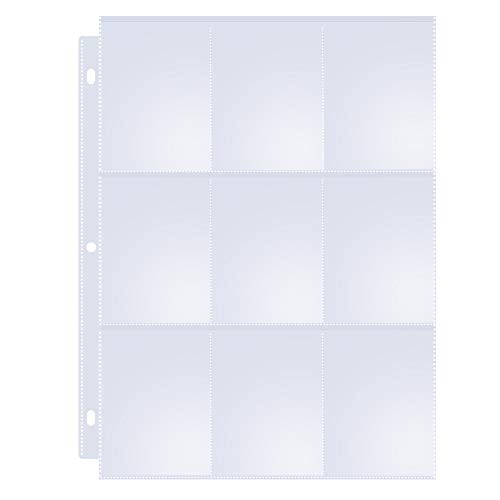 50 BCW PRO 9-POCKET Clear  Trading/Sports Card Album Pages/ Coupon Binder Sheets 