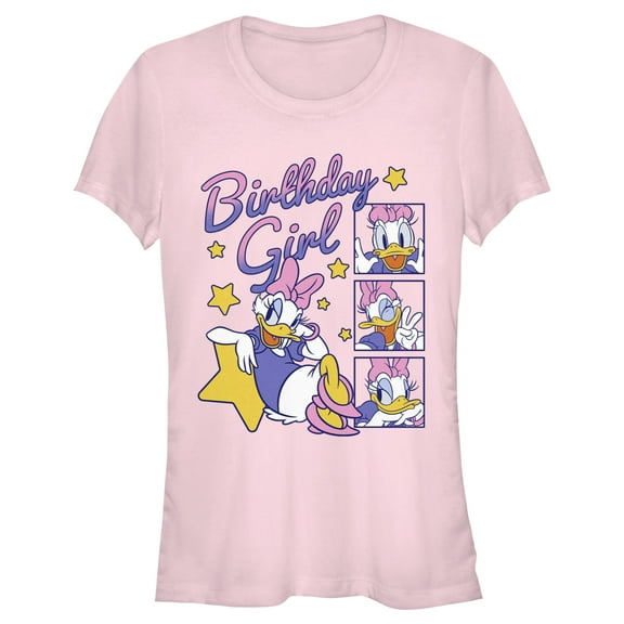 Junior's Mickey & Friends Daisy Duck Birthday Star Girl Graphic Tee Light Pink X Large