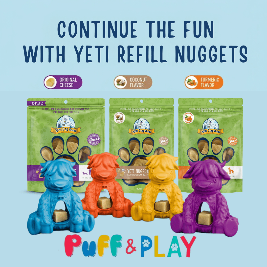 Yeti Dog Chew Treat Dispensing Yak Puff and Play Dog Toy, Purple