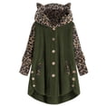 thumbnail image 1 of Ropa Kawaii para mujer, Sudadera con capucha de estilo lindo, chaqueta con orejas de gato, manga larga abotonada, retales con estampado de leopardo, estampado de leopardo, 1 of 3