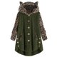 thumbnail image 1 of Ropa Kawaii para mujer, Sudadera con capucha de estilo lindo, chaqueta con orejas de gato, manga larga abotonada, retales con estampado de leopardo, estampado de leopardo, 1 of 3
