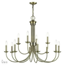 42680-01 Livex Lighting Estate - 12 Light Large 2-Tier Chandelier-29 Inches Tall and 36 Inches Wide-Antique Brass Finish