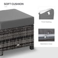 thumbnail image 4 of Grey Patio Rattan Ottoman with Cushion | Outdoor Wicker Footrest - Backyard, Garden & Poolside Seating - Durable PE Rattan & Metal Frame - 19.7" x 19.7", 4 of 7