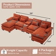 thumbnail image 3 of Wiilayok 133" U Shaped Cloud Couch Modular Sectional Couches for Living Room Fluffy Chenille Deep Seat Sofa set w/ Double Chaise Lounge, Storage Central Console, Cup Holders, USB Port, Sunset Orange, 3 of 9