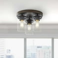thumbnail image 4 of Better Homes & Gardens 12" Farmhouse 3-Light Walnut Flush Mount Ceiling Light, Clear Glass Shades, 4 of 10