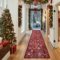 thumbnail image 3 of Moynesa Christmas Runner Rugs 2'x8' Hallway Rug Xmas Tree Runner Kitchen Rug Washable Rug Non Slip Moroccan Carpet Holiday Decor Geometric Soft Rug for Bedroom Bathroom Laundry Living Room, Red, 3 of 11
