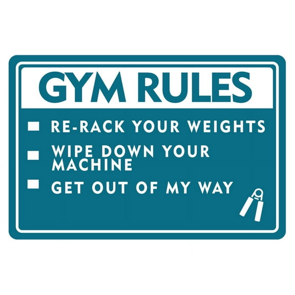 Classic Framed Plus Gym Rules Re-Rack Your Weights Wipe Down Your Machine Get Out Of My Way Door or Wall Sign | Gym Etiquette Signage - Large