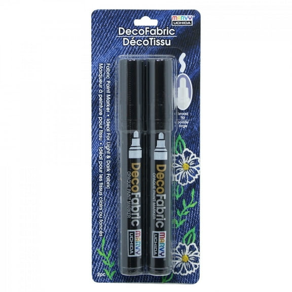 Uchida DecoFabric Opaque Paint Marker Chisel Tip 2/Pkg-Black