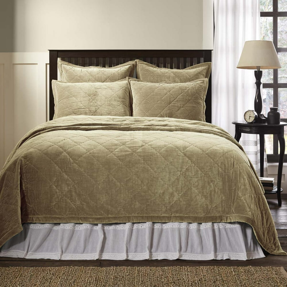 Taupe Grey Farmhouse Bedding Lydia Cotton PreWashed Velvet Solid Color