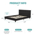 thumbnail image 6 of Mecor Upholstered Linen Platform Queen Size Bed Metal Frame - with Solid Wood Slats Support - Square Stitched Headboard - Black, Queen, 6 of 8
