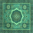 thumbnail image 1 of Ahgly Company Machine Washable Indoor Square Abstract Turquoise Blue Modern Area Rugs, 3' Square, 1 of 4