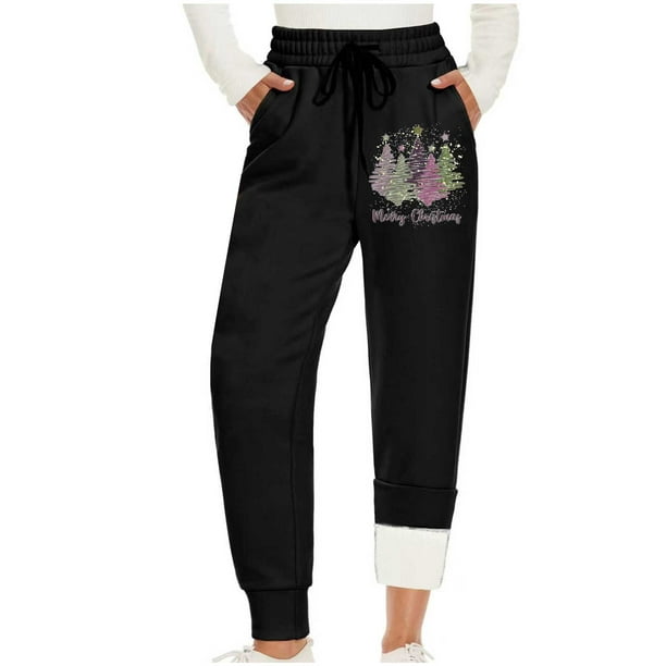 zanvin gift for her,Women's Sherpa Lined Sweatpants Christmas