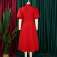 thumbnail image 6 of Dress For Women,Women's Bow Tie Neck Casual Midi Dress Loose Solid Shift Dress, 6 of 8
