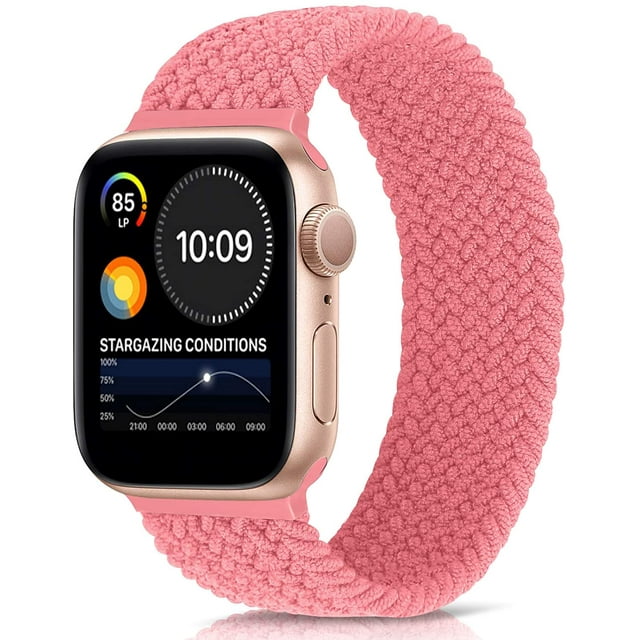 Woven Single Loop Strap Compatible With Apple Watch, Sports Strap Nylon Braided Strap Compatible With iWatch Series Ladies and Men(Pink,38/40mm XS)