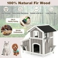 thumbnail image 6 of Gymax Outdoor Feral Cat House 2-Story Wooden Kitty Shelter with Escape Door, 6 of 10